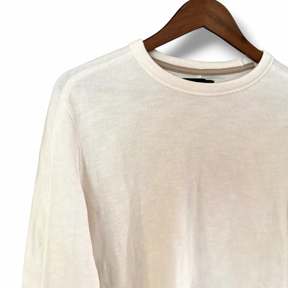 Banana Republic Ecru Crewneck Cotton Blend Double Knit Tee Size Small